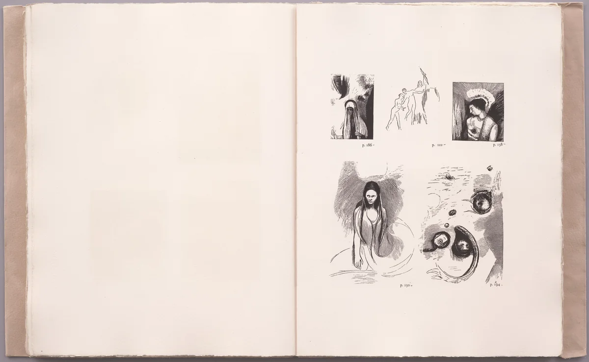 Third table of plates from La Tentation de Saint-Antoine by Odilon Redon, illustrated book, 1910