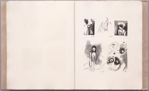 Third table of plates from La Tentation de Saint-Antoine by Odilon Redon, illustrated book, 1910