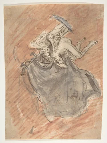 Design for a sepulchral monument with an allegory of Time (recto); Design for a sepulchral monument (verso) by Pieter Verbruggen, drawing, 1686-1724