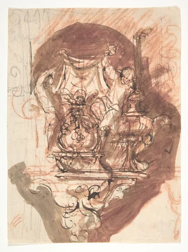 Design for a sepulchral monument (recto); Design for a sepulchral monument (verso) by Pieter Verbruggen, drawing, 1686-1691