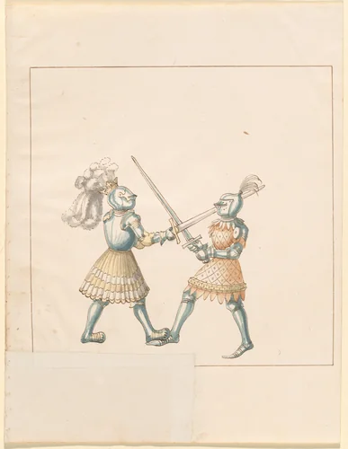 Foot Combat with Longswords by German 16th Century, drawing, 1515