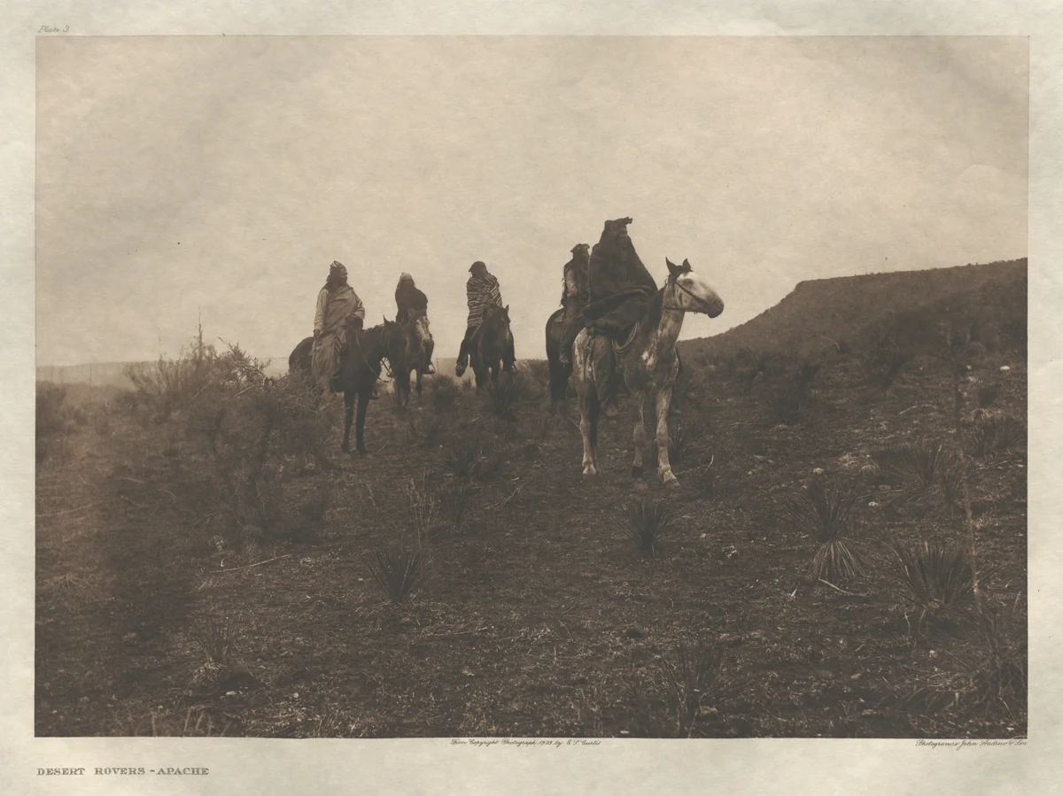 Portfolio I, Plate 3: Desert Rovers-Apache by Edward Curtis, other, 1903