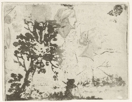 Studieblad met landschap by Hermanus Fock, print, 1781-1822