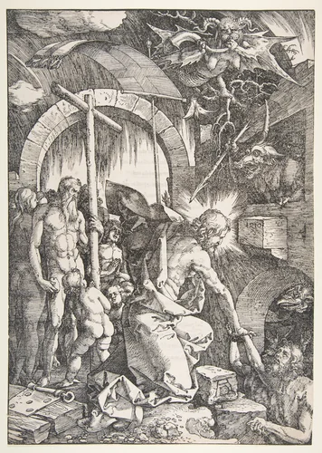 Christ in Limbo, from "The Large Passion", edition 1511 by Albrecht Dürer, print, 1510