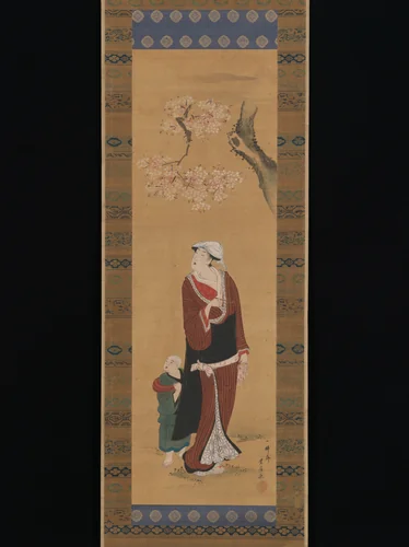 Woman and Child under a Cherry Tree by Utagawa Toyohiro (歌川豊広), painting, 1763-1828