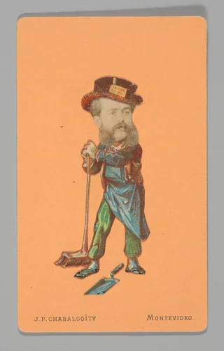 [Photo Collage: Man with Broom and Dustpan] by Juan Pedro Chabalgoity, photograph, 1870-1880