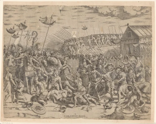 Scipio valt de Carthagers aan by anonymous, print, 1540