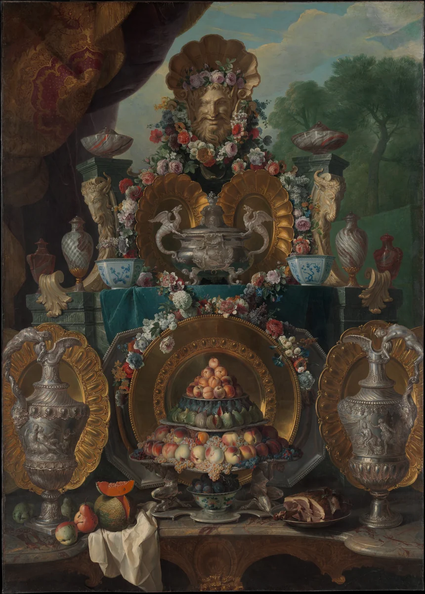 Still Life with Silver by Alexandre François Desportes, painting, 1720-1729