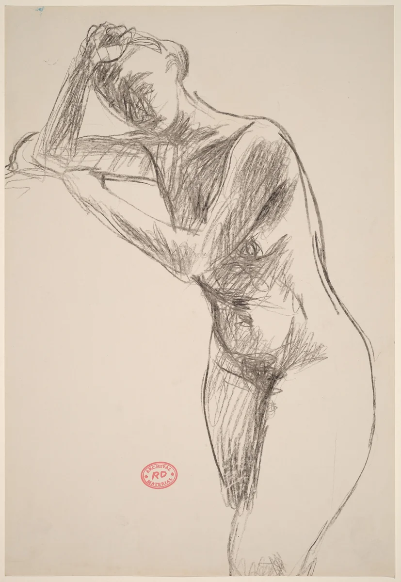 Untitled [standing nude leaning on her supported elbow] by Richard Diebenkorn, drawing, 1955-1967