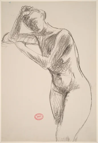 Untitled [standing nude leaning on her supported elbow] by Richard Diebenkorn, drawing, 1955-1967