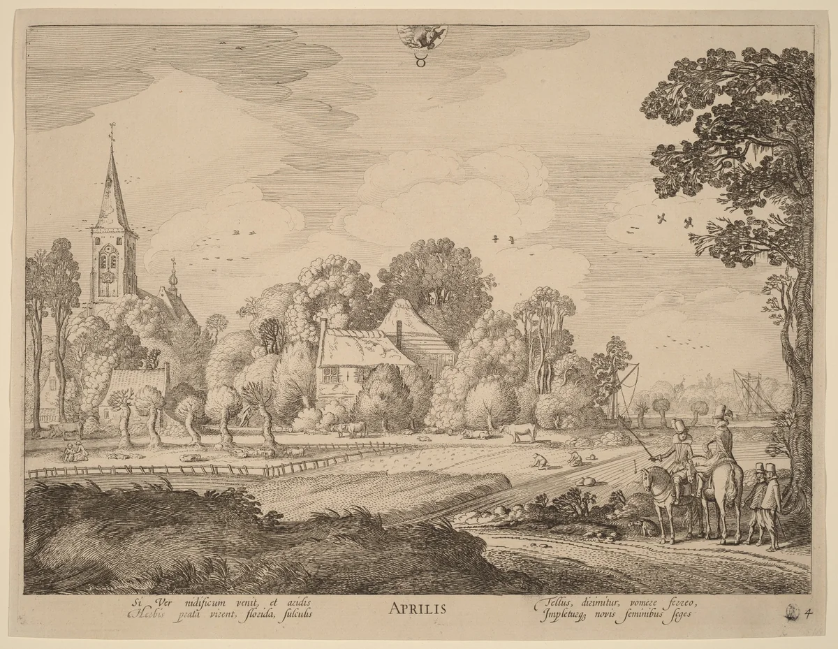 April by Jan van de Velde, print, 1593-1641