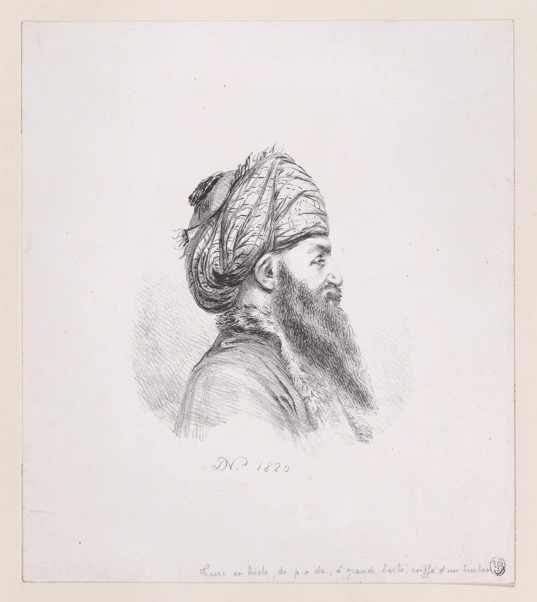 Head of a turk, with beard and turban by Dominique Vivant Denon, print, 1820