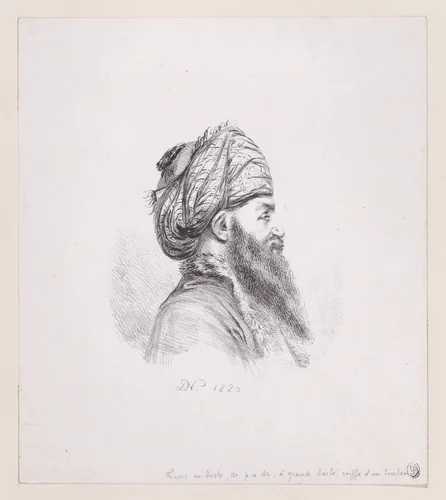 Head of a turk, with beard and turban by Dominique Vivant Denon, print, 1820