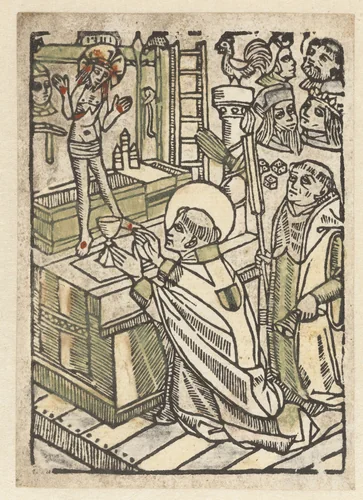 Mis van de heilige Gregorius by anonymous, print, 1480-1500