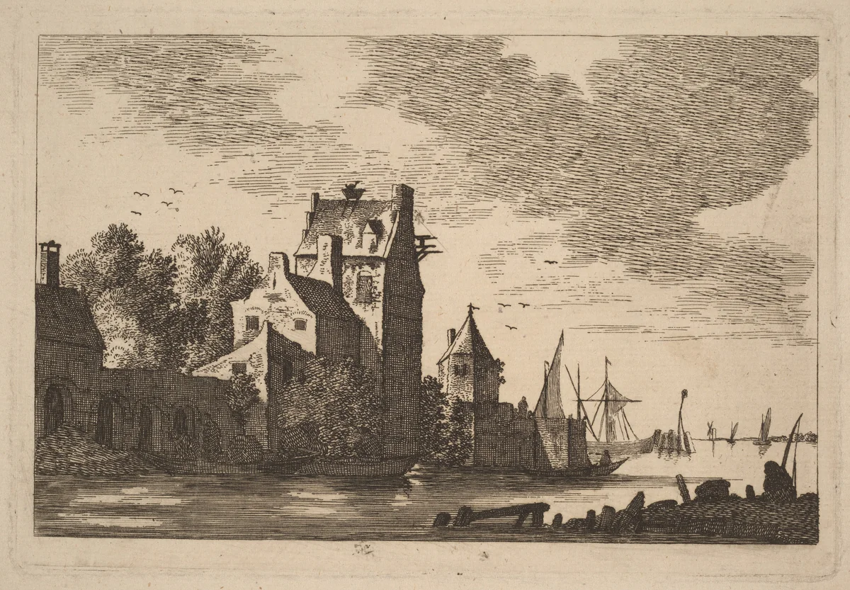 Houses on an Inlet by Franz Edmund Weirotter, print, 1730-1771