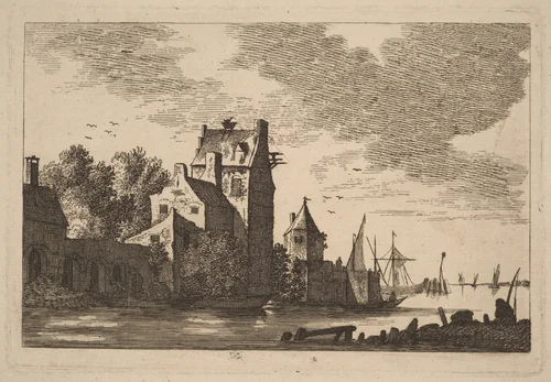 Houses on an Inlet by Franz Edmund Weirotter, print, 1730-1771