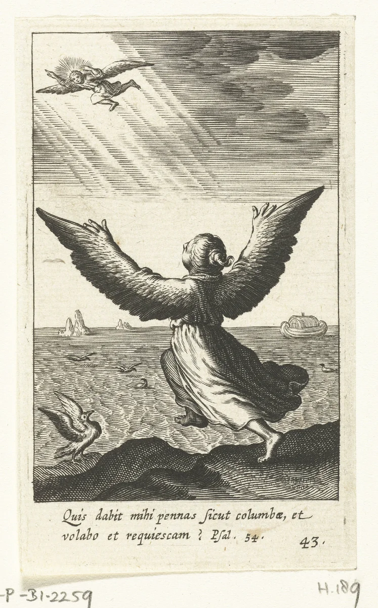Kind met vleugels probeert te vliegen by Boëtius Adamsz. Bolswert, print, 1590-1624