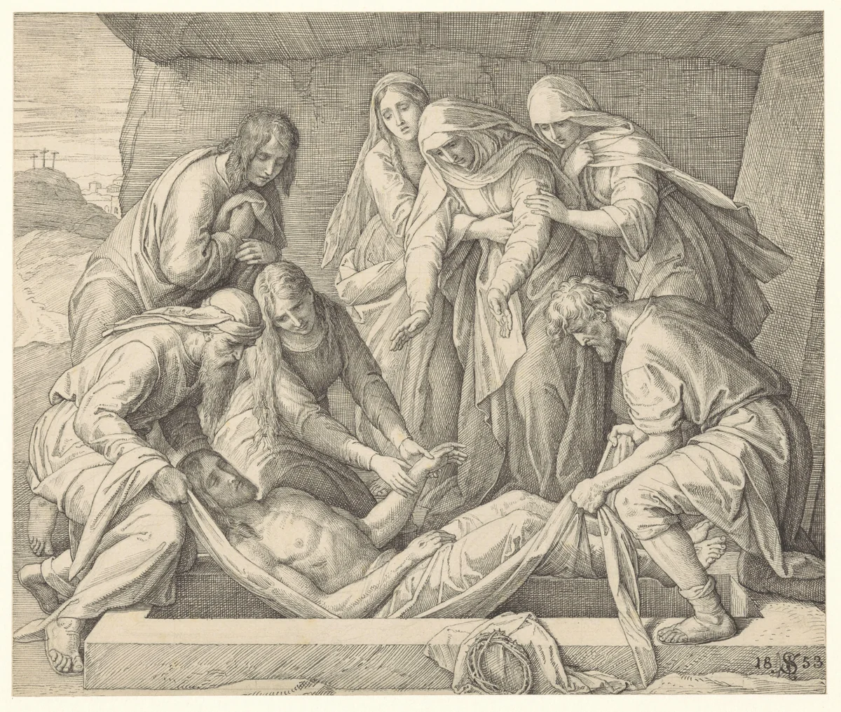 De Graflegging by Julius Schnorr von Carolsfeld, drawing, 1853