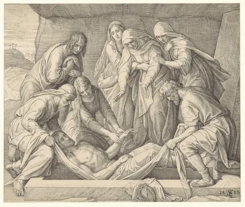 De Graflegging by Julius Schnorr von Carolsfeld, drawing, 1853