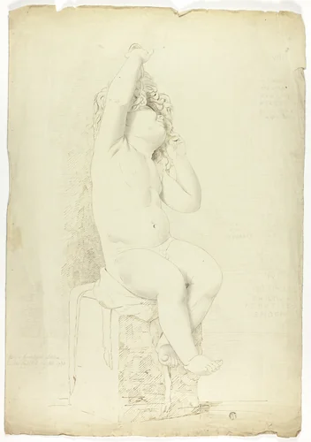 Ancient Statue of Seated Putto Playing with Mask by John Downman, drawing, 1775