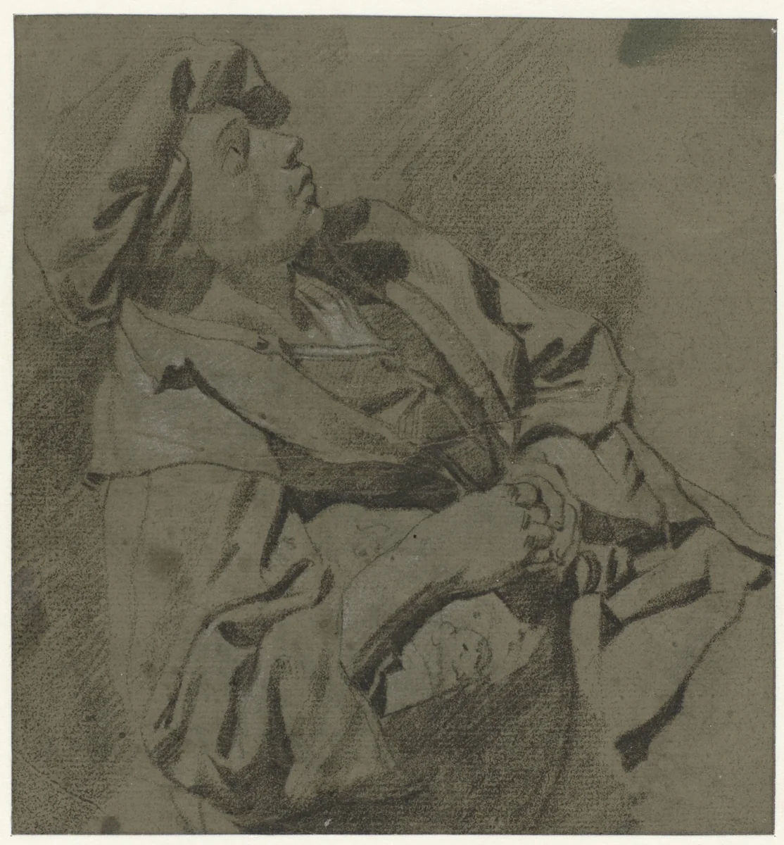 Boy in a Beret, Leaning Back by Cornelis Pietersz. Bega, drawing, 1661-1664
