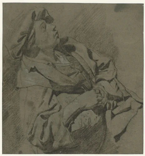 Boy in a Beret, Leaning Back by Cornelis Pietersz. Bega, drawing, 1661-1664