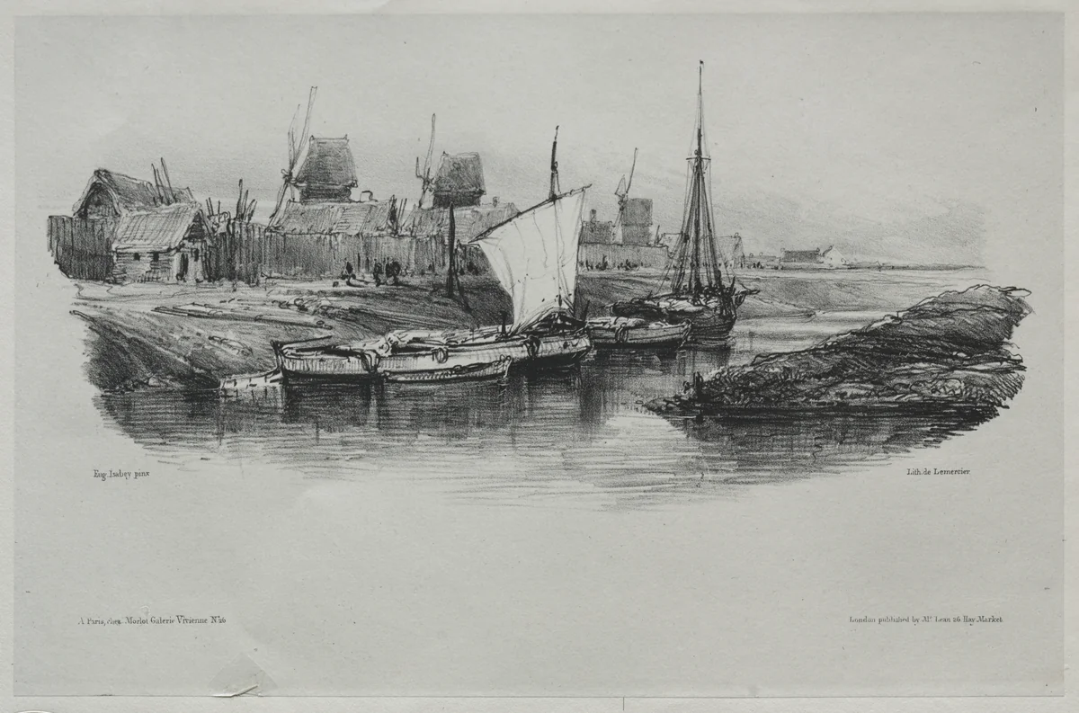 Souvenirs: Canal Bank by Eugène Isabey, print, 1832