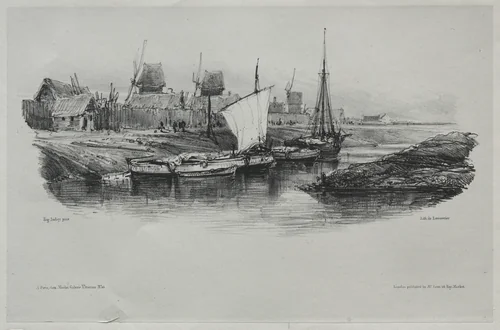 Souvenirs: Canal Bank by Eugène Isabey, print, 1832