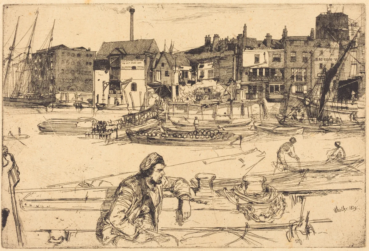 Black Lion Wharf by James McNeill Whistler, print, 1859