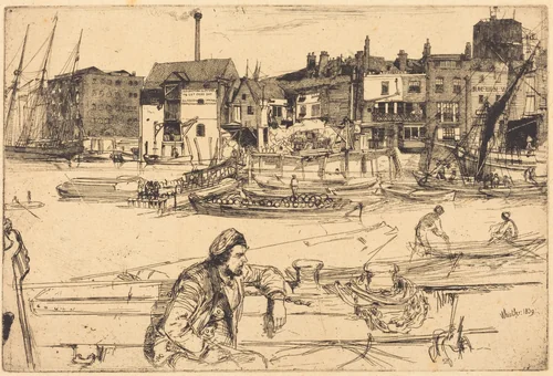 Black Lion Wharf by James McNeill Whistler, print, 1859