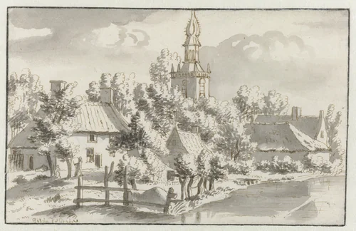 Gezicht op het dorp Klundert by Josua de Grave, drawing, 1687