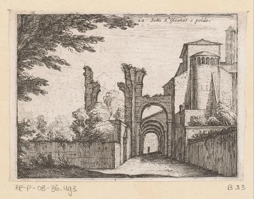 Clivus Scauri en de Santi Giovanni e Paolo by Giovanni Battista Mercati, print, 1629