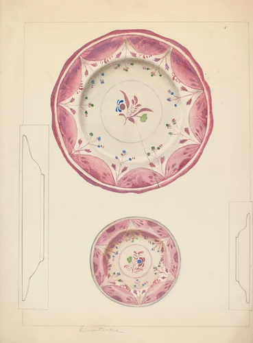 Pie Plate and Cup Plate by Cora Parker, index of american design, 1938