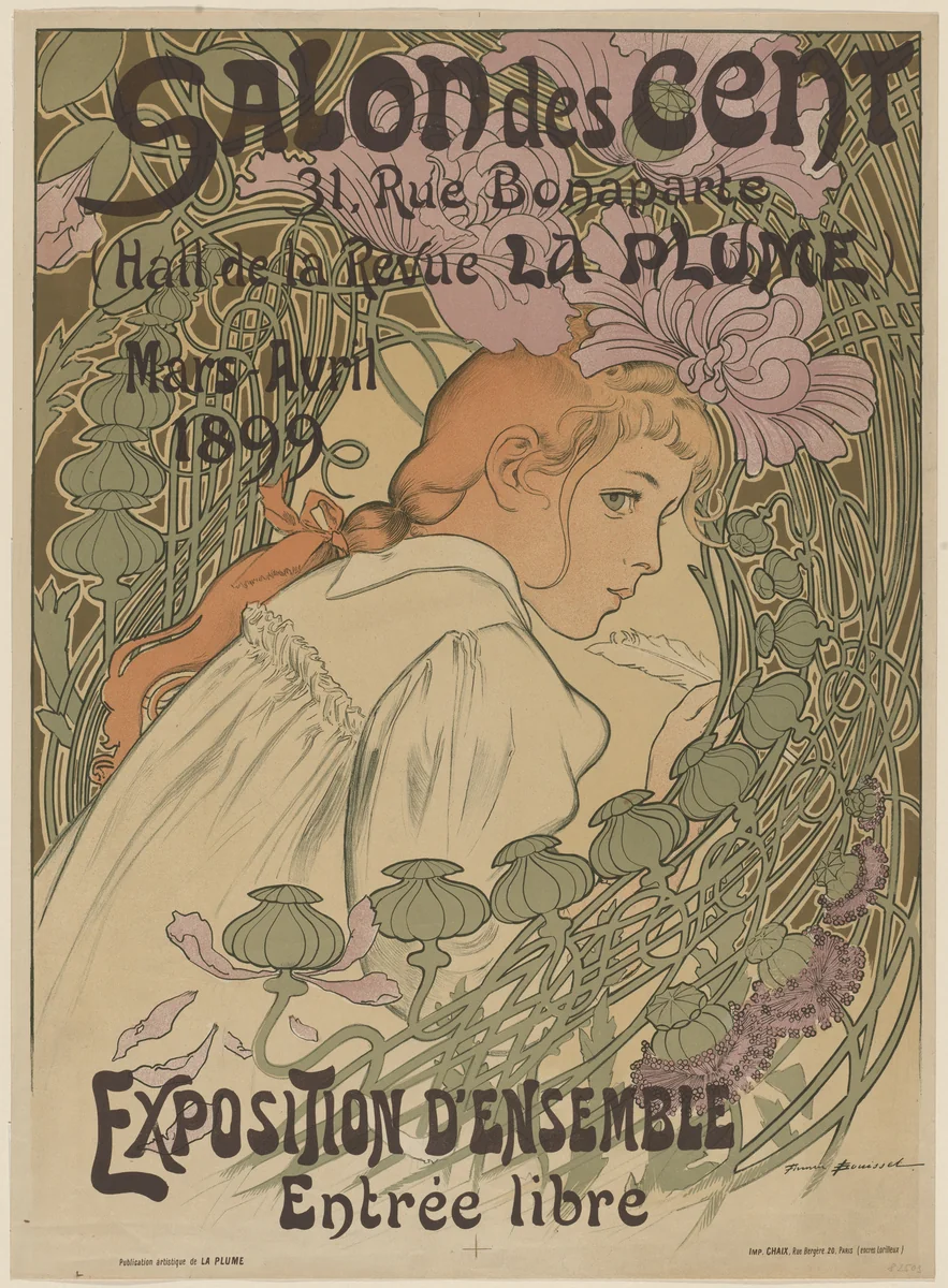 Salon des Cent, 31, rue Bonaparte, Hall de la Revue, La Plume, Mars-Avril 1899, Exposition d'Ensemble by Firmin Bouisset, design, 1899