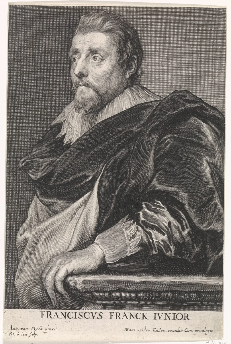 Portret van Frans Francken (II) by Willem Hondius, print, 1628-1670