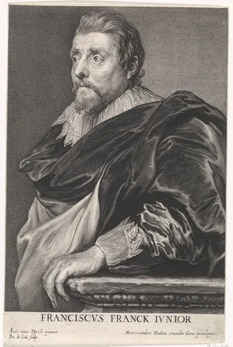 Portret van Frans Francken (II) by Willem Hondius, print, 1628-1670
