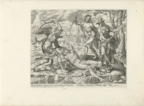 De Mens aangevallen door Verlangen, Lust en Zonde by Unknown, print, 1565