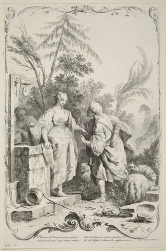 Rebecca at the Well by Joseph Wagner
Jacopo Amigoni, print, 1745