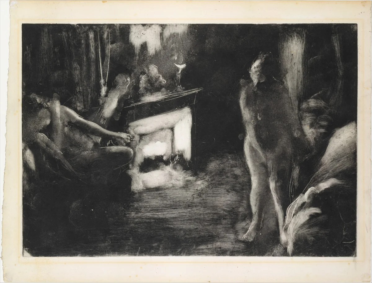 The Fireside by Edgar Degas, print, 1871-1882