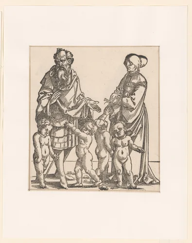 Noach met zijn vrouw en kinderen by anonymous, print, 1530