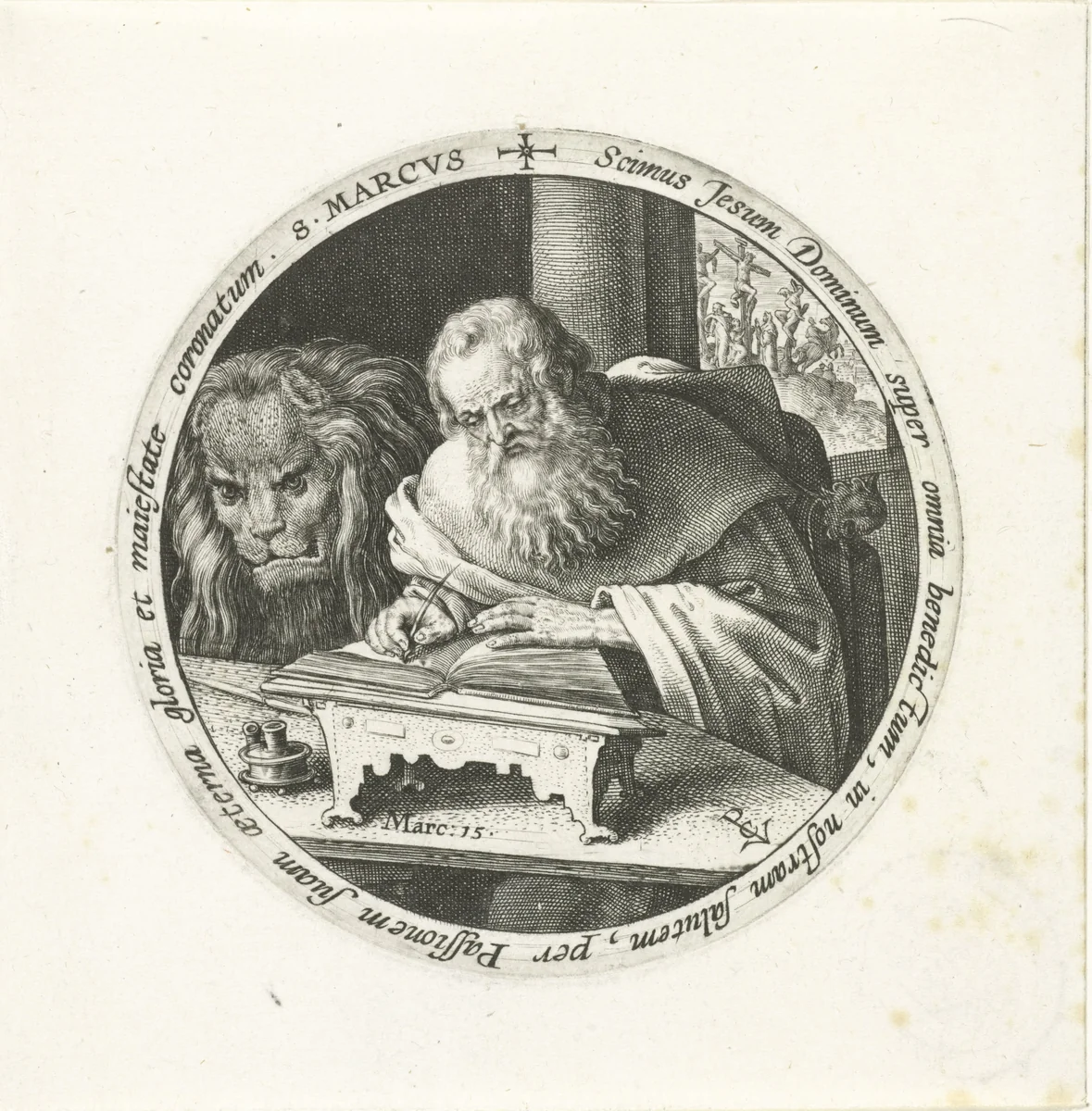 De evangelist Marcus by Unknown, print, 1574-1637