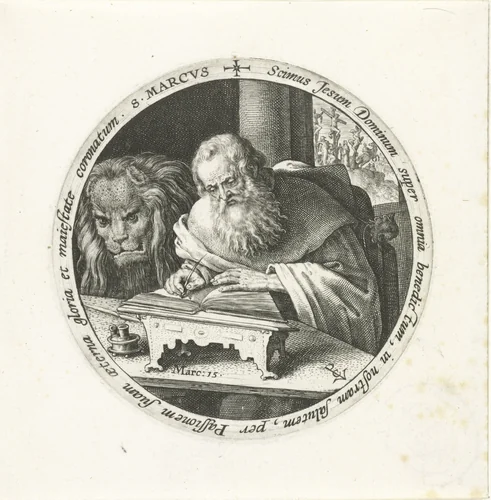 De evangelist Marcus by Unknown, print, 1574-1637