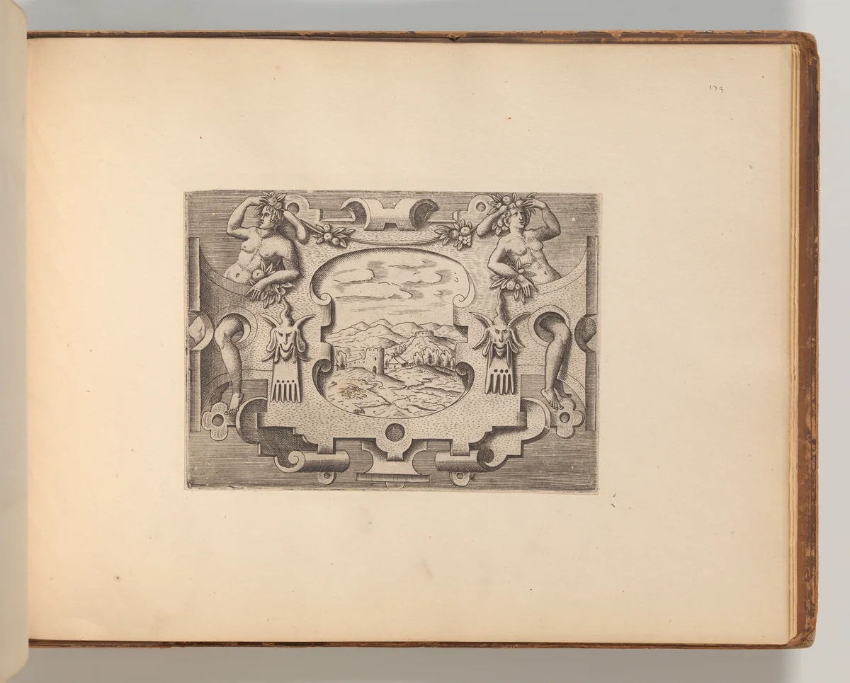 Series of Cartouches, in: Targhe ed altri ornati di varie e capricciose invenzioni (Cartouches and other ornaments of various and capricious invention, page 53) by Cornelis Bos, book, 1540-1560
