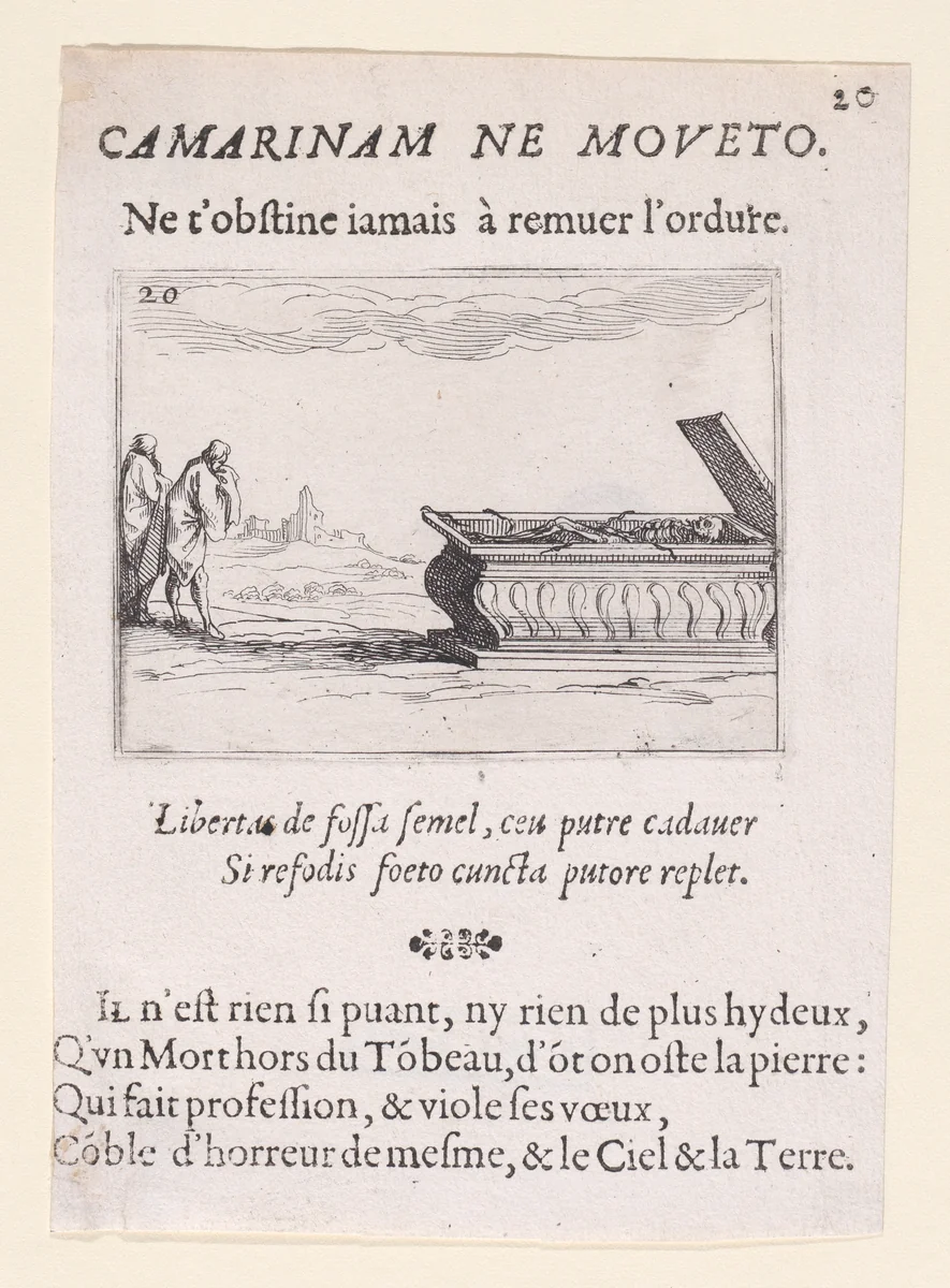 Le Tombeau (The Tomb), plate 20 from "Lux Claustri ou La Lumière du Cloitre" (The Light of the Cloisters) by Jacques Callot, print, 1621-1635