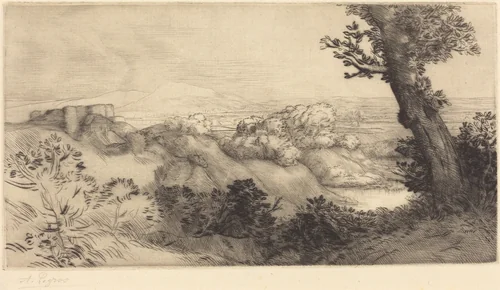 Top of the Hill (Le haut de la colline) by Alphonse Legros, print, 1837-1911