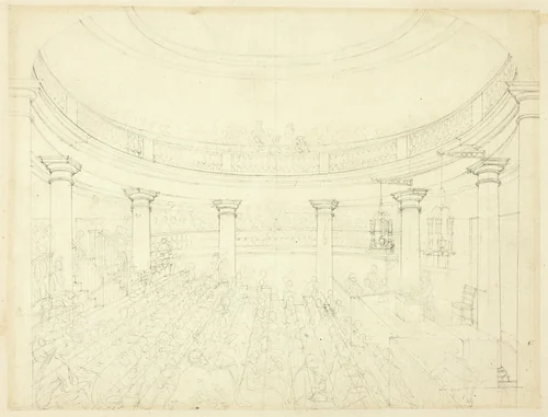 Study for Surrey Institution, from Microcosm of London by Augustus Charles Pugin
Thomas Rowlandson, drawing, 1807-1809