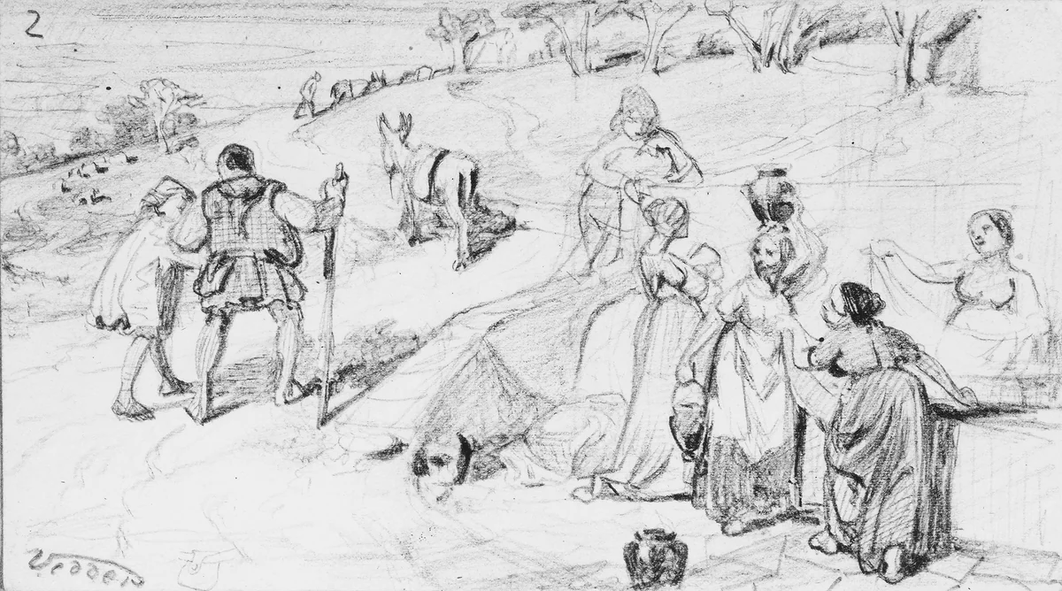 The Fable of the Miller, His Son and the Donkey No. 2 by Elihu Vedder, artwork, 1860