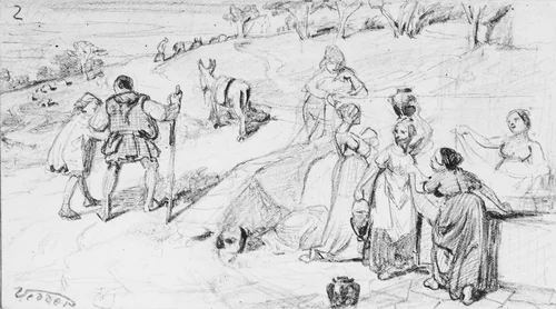 The Fable of the Miller, His Son and the Donkey No. 2 by Elihu Vedder, artwork, 1860