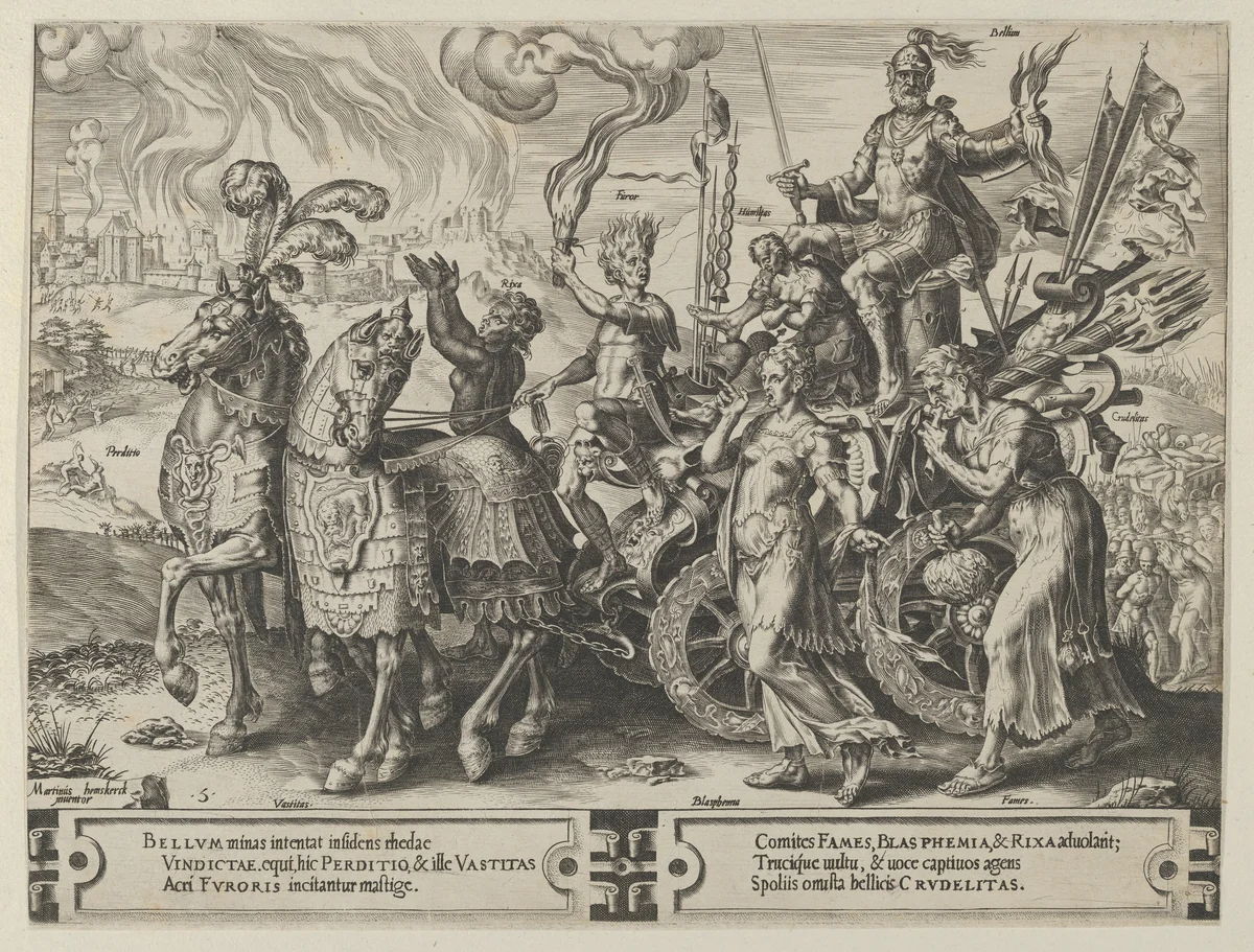 The Triumph of War, from The Cycle of the Vicissitudes of Human Affairs, plate 5 by Cornelis Cort, print, 1564