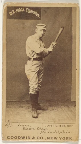 Arthur Albert "Doc" Irwin, Shortstop, Philadelphia, from the Old Judge series (N172) for Old Judge Cigarettes by Goodwin & Company, photograph, 1887